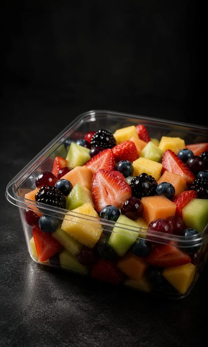 Mixed fruit in a clear Infinity tray