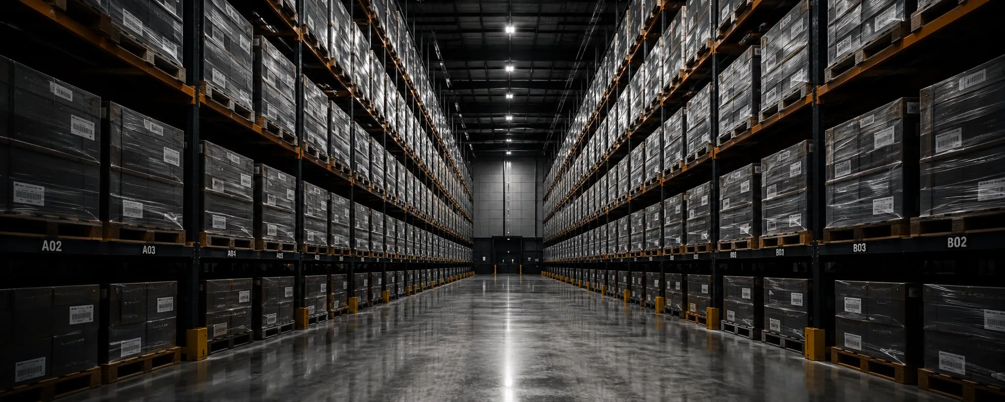Warehouse — racks of palletized inventory